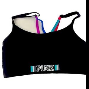 Victoria's Secret PINK Lightly Lined Sport Bra Racer Back Black S/P